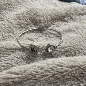 Silver Initial 'K' Bracelet with Crystal Accent